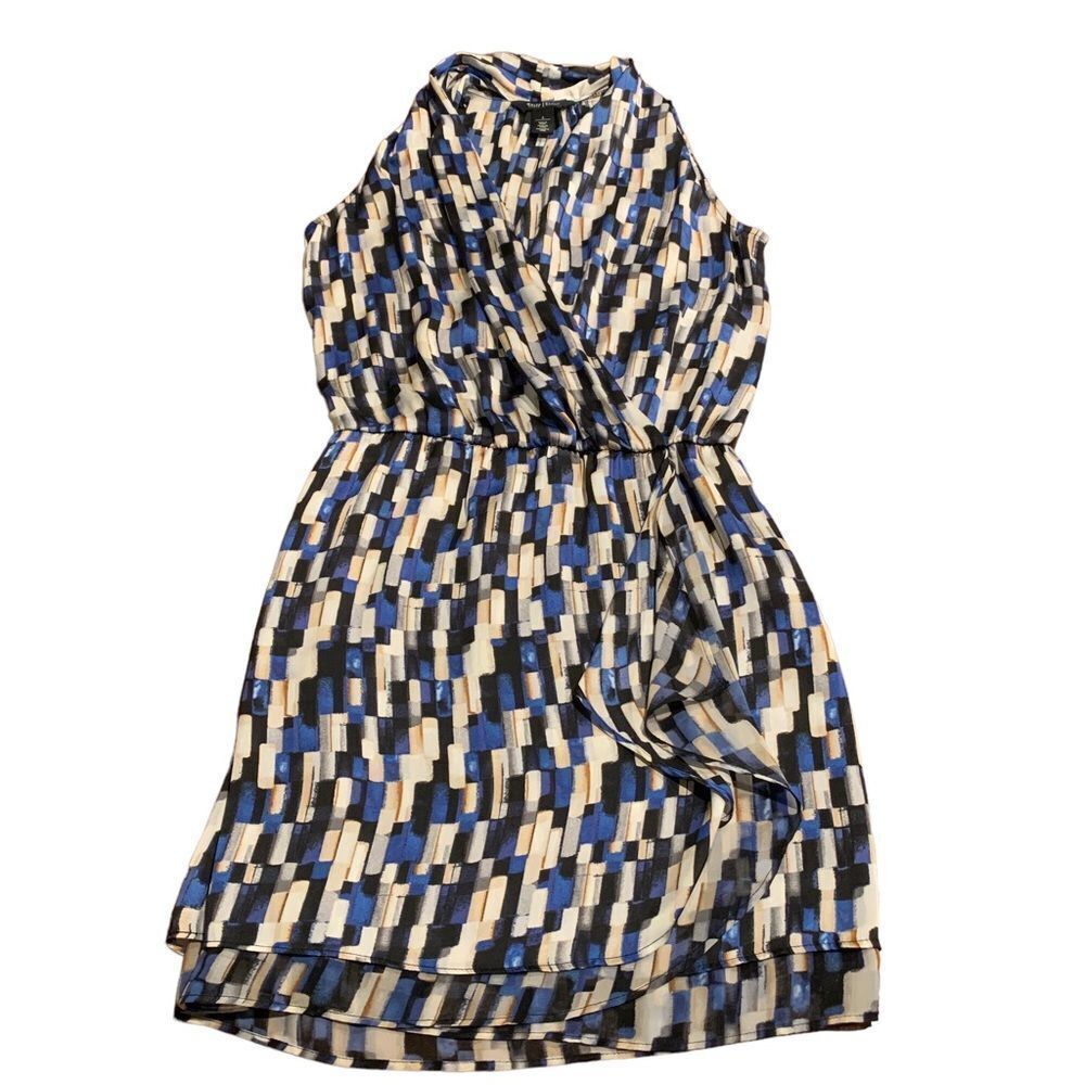 White House Black Market Sleeveless Geometric Print Wrap Dress Size 4